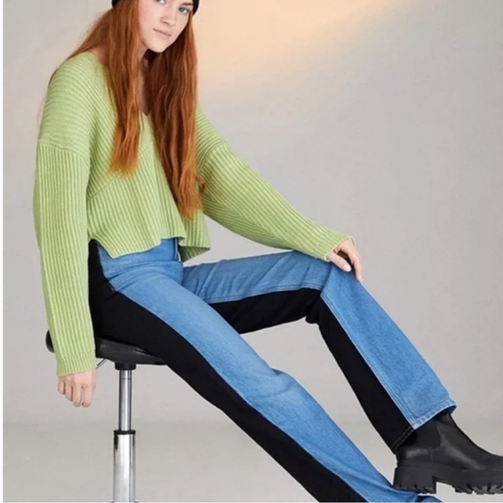 PacSun Eco Blue & Black Paneled 90s Boyfriend Jeans Size 25